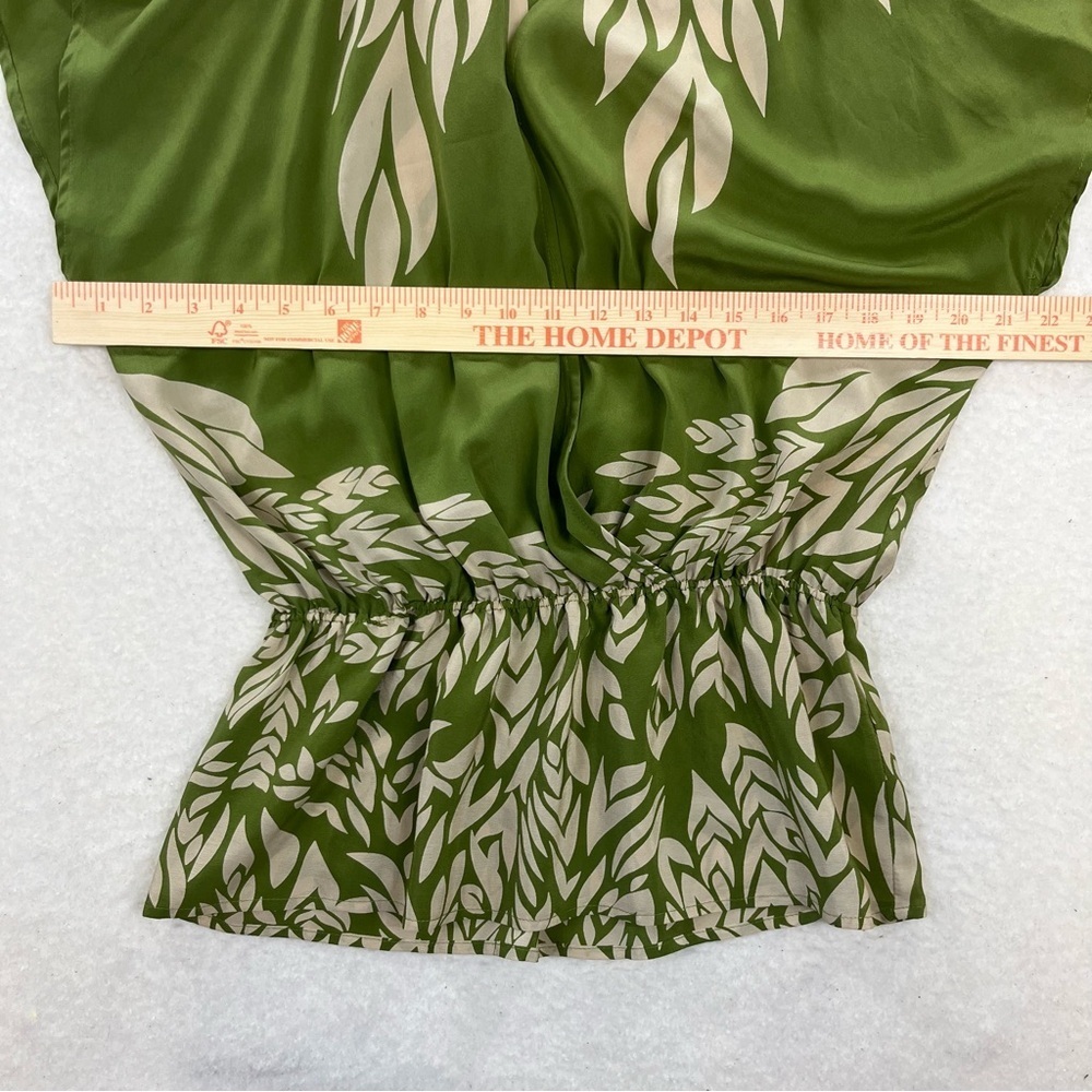 Petticoat Alley Silk Green Floral Plunge Criss Cross Blouse Size Small - Picture 5 of 7